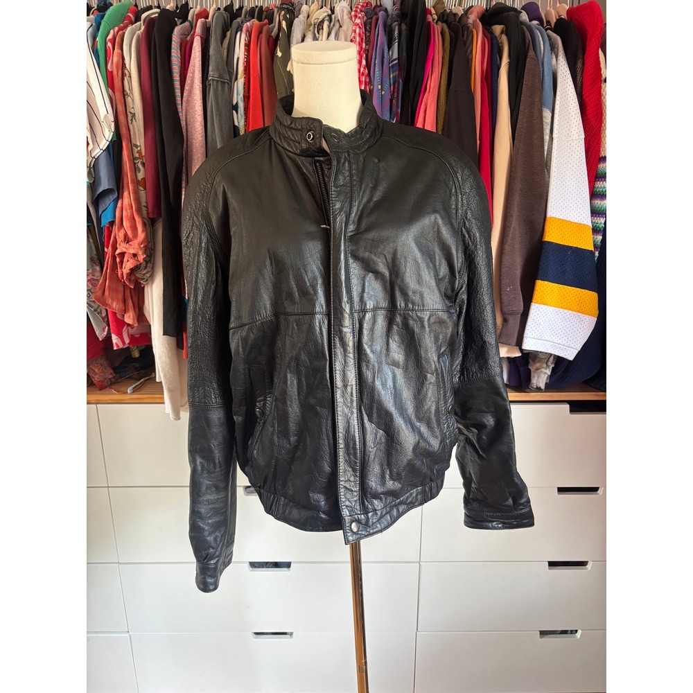 Verri Pelle Leather Jacket Mens 42 Black Vintage Made in Italy Cafe Racer Moto